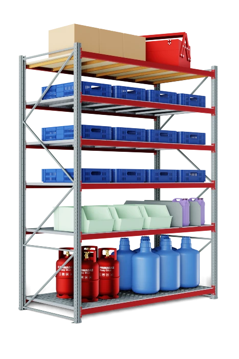 Складской стеллаж 1500x600x2200 мм (ДхГхВ). Полки цинк: 6 шт.