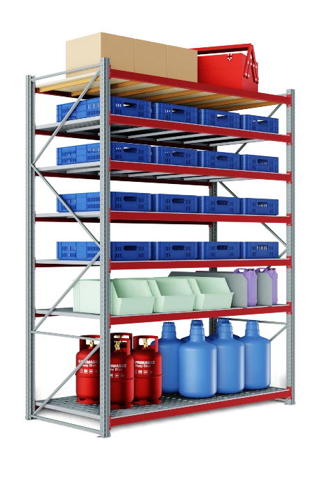 Складской стеллаж 1500x600x2200 мм (ДхГхВ). Полки цинк: 7 шт.