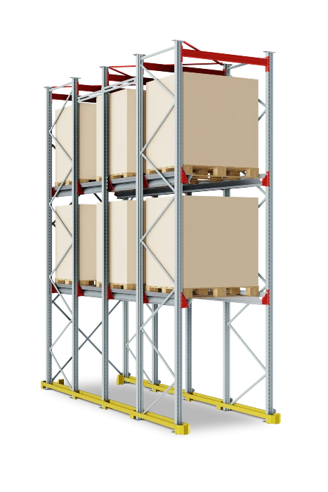 Набивной стеллаж 1350x3200x3300 мм (ДхГхВ). Ярусы: пол +2