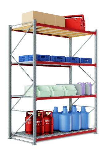 Складской стеллаж 1500x600x2200 мм (ДхГхВ). Полки цинк: 4 шт.