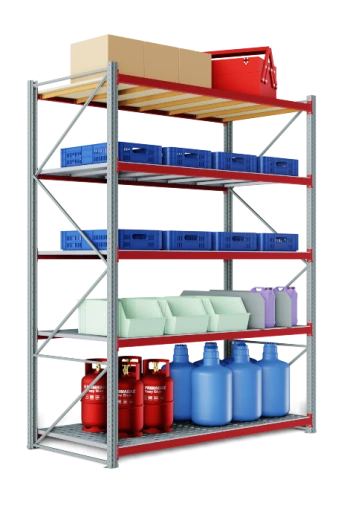 Складской стеллаж 1500x600x2200 мм (ДхГхВ). Полки цинк: 5 шт.