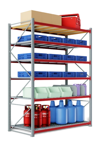 Складской стеллаж 1500x600x2200 мм (ДхГхВ). Полки цинк: 6 шт.