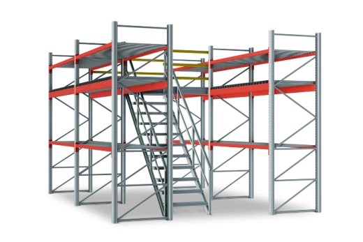 Полочный мезонин. Габариты: 4000x3200 мм. Проливной метал. настил