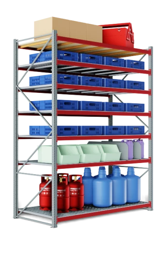 Складской стеллаж 1500x600x2200 мм (ДхГхВ). Полки цинк: 7 шт.