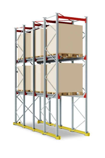 Набивной стеллаж 1350x3200x3300 мм (ДхГхВ). Ярусы: пол +2