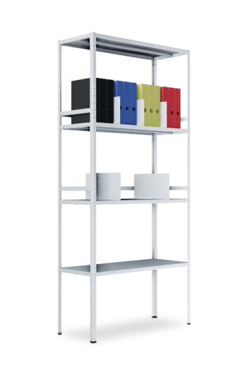 Полочный стеллаж 1000x400x1800 мм (ДхГхВ). Полки метал.: 4 шт.