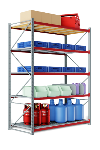 Складской стеллаж 1500x600x2200 мм (ДхГхВ). Полки цинк: 5 шт.