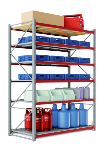 Складской стеллаж 1500x600x2200 мм (ДхГхВ). Полки цинк: 6 шт.
