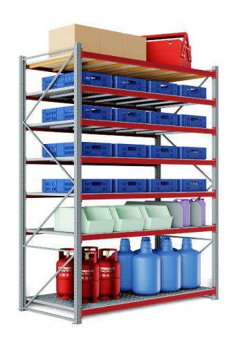 Складской стеллаж 1500x600x2200 мм (ДхГхВ). Полки цинк: 7 шт.