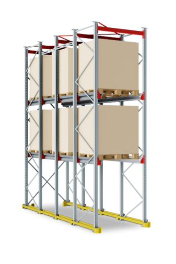 Набивной стеллаж 1350x3200x3300 мм (ДхГхВ). Ярусы: пол +2